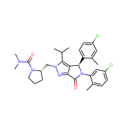 Cc1cc(Cl)ccc1[C@@H]1c2c(nn(C[C@@H]3CCCN3C(=O)N(C)C)c2C(C)C)C(=O)N1c1cc(Cl)ccc1C ZINC000206151112