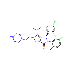 Cc1cc(Cl)ccc1[C@@H]1c2c(nn(CCN3CCN(C)CC3)c2C(C)C)C(=O)N1c1cc(Cl)ccc1C ZINC000206144877