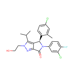 Cc1cc(Cl)ccc1[C@@H]1c2c(nn(CCO)c2C(C)C)C(=O)N1c1ccc(F)c(Cl)c1 ZINC000224087854