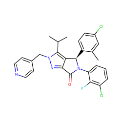 Cc1cc(Cl)ccc1[C@@H]1c2c(nn(Cc3ccncc3)c2C(C)C)C(=O)N1c1cccc(Cl)c1F ZINC000206134142