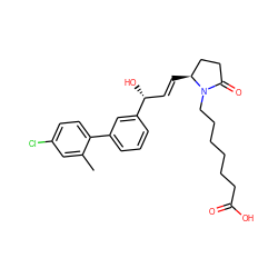 Cc1cc(Cl)ccc1-c1cccc([C@H](O)/C=C/[C@H]2CCC(=O)N2CCCCCCC(=O)O)c1 ZINC000003990871