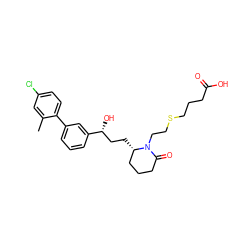 Cc1cc(Cl)ccc1-c1cccc([C@H](O)CC[C@H]2CCCC(=O)N2CCSCCCC(=O)O)c1 ZINC000028474787