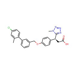 Cc1cc(Cl)ccc1-c1cccc(COc2ccc([C@H](CC(=O)O)c3nnnn3C)cc2)c1 ZINC000034603674