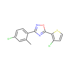 Cc1cc(Cl)ccc1-c1noc(-c2sccc2Cl)n1 ZINC000013671420