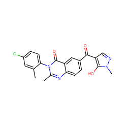 Cc1cc(Cl)ccc1-n1c(C)nc2ccc(C(=O)c3cnn(C)c3O)cc2c1=O ZINC000299837579