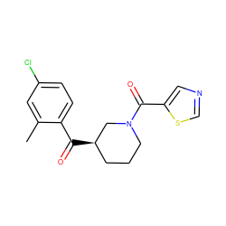 Cc1cc(Cl)ccc1C(=O)[C@@H]1CCCN(C(=O)c2cncs2)C1 ZINC000012711115