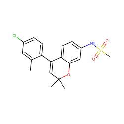 Cc1cc(Cl)ccc1C1=CC(C)(C)Oc2cc(NS(C)(=O)=O)ccc21 ZINC000043202690