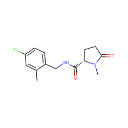 Cc1cc(Cl)ccc1CNC(=O)[C@@H]1CCC(=O)N1C ZINC000095565584