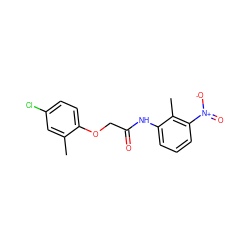 Cc1cc(Cl)ccc1OCC(=O)Nc1cccc([N+](=O)[O-])c1C ZINC000000038887