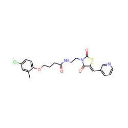 Cc1cc(Cl)ccc1OCCCC(=O)NCCN1C(=O)S/C(=C\c2cccnc2)C1=O ZINC000008687123