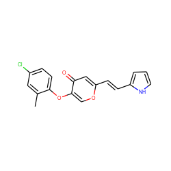 Cc1cc(Cl)ccc1Oc1coc(/C=C/c2ccc[nH]2)cc1=O ZINC000141806727