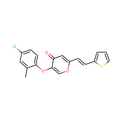 Cc1cc(Cl)ccc1Oc1coc(/C=C/c2cccs2)cc1=O ZINC000141738754