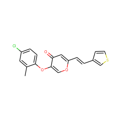 Cc1cc(Cl)ccc1Oc1coc(/C=C/c2ccsc2)cc1=O ZINC000141738962