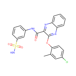 Cc1cc(Cl)ccc1Oc1nc2ccccc2nc1C(=O)Nc1cccc(S(N)(=O)=O)c1 ZINC000143159713