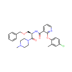 Cc1cc(Cl)ccc1Oc1ncccc1C(=O)N[C@H](COCc1ccccc1)C(=O)N1CCN(C)CC1 ZINC000073168763