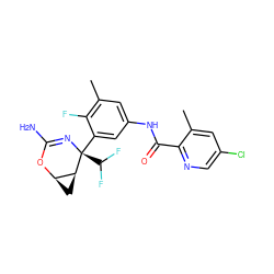 Cc1cc(Cl)cnc1C(=O)Nc1cc(C)c(F)c([C@@]2(C(F)F)N=C(N)O[C@@H]3C[C@@H]32)c1 ZINC000226081297