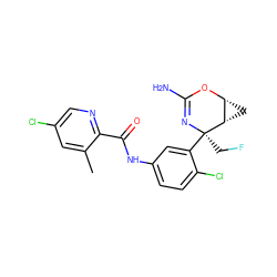 Cc1cc(Cl)cnc1C(=O)Nc1ccc(Cl)c([C@@]2(CF)N=C(N)O[C@@H]3C[C@@H]32)c1 ZINC000226080345