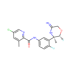 Cc1cc(Cl)cnc1C(=O)Nc1ccc(F)c([C@@]2(C)NC(=N)CO[C@@H]2F)c1 ZINC000473165480