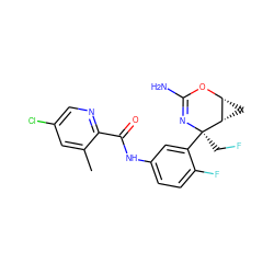 Cc1cc(Cl)cnc1C(=O)Nc1ccc(F)c([C@@]2(CF)N=C(N)O[C@@H]3C[C@@H]32)c1 ZINC000226090161