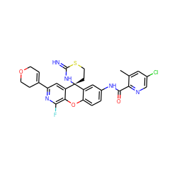 Cc1cc(Cl)cnc1C(=O)Nc1ccc2c(c1)[C@]1(CCSC(=N)N1)c1cc(C3=CCOCC3)nc(F)c1O2 ZINC001772613896