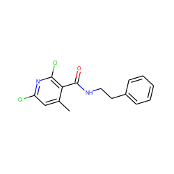 Cc1cc(Cl)nc(Cl)c1C(=O)NCCc1ccccc1 ZINC000003622182