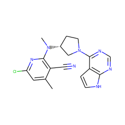 Cc1cc(Cl)nc(N(C)[C@@H]2CCN(c3ncnc4[nH]ccc34)C2)c1C#N ZINC000149030788