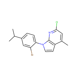 Cc1cc(Cl)nc2c1ccn2-c1ccc(C(C)C)cc1Br ZINC000013794646