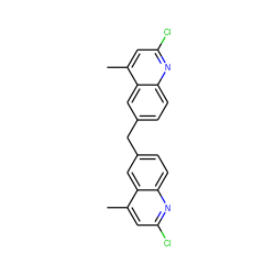 Cc1cc(Cl)nc2ccc(Cc3ccc4nc(Cl)cc(C)c4c3)cc12 ZINC000001701460