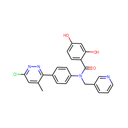 Cc1cc(Cl)nnc1-c1ccc(N(Cc2cccnc2)C(=O)c2ccc(O)cc2O)cc1 ZINC000653665752