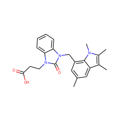 Cc1cc(Cn2c(=O)n(CCC(=O)O)c3ccccc32)c2c(c1)c(C)c(C)n2C ZINC000072176684