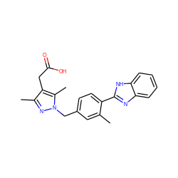 Cc1cc(Cn2nc(C)c(CC(=O)O)c2C)ccc1-c1nc2ccccc2[nH]1 ZINC001772595612