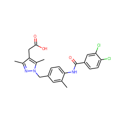 Cc1cc(Cn2nc(C)c(CC(=O)O)c2C)ccc1NC(=O)c1ccc(Cl)c(Cl)c1 ZINC000168920199