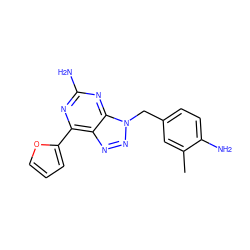 Cc1cc(Cn2nnc3c(-c4ccco4)nc(N)nc32)ccc1N ZINC000040863182