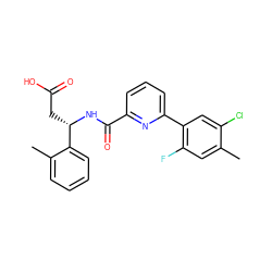 Cc1cc(F)c(-c2cccc(C(=O)N[C@@H](CC(=O)O)c3ccccc3C)n2)cc1Cl ZINC000261128539