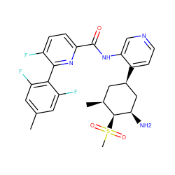 Cc1cc(F)c(-c2nc(C(=O)Nc3cnccc3[C@@H]3C[C@H](C)[C@H](S(C)(=O)=O)[C@H](N)C3)ccc2F)c(F)c1 ZINC000261126964