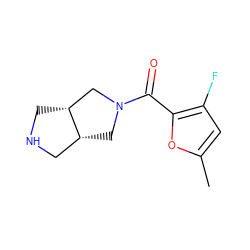 Cc1cc(F)c(C(=O)N2C[C@@H]3CNC[C@@H]3C2)o1 ZINC000169711242