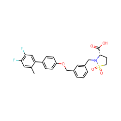 Cc1cc(F)c(F)cc1-c1ccc(OCc2cccc(CN3[C@H](C(=O)O)CCS3(=O)=O)c2)cc1 ZINC000072315346