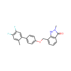 Cc1cc(F)c(F)cc1-c1ccc(OCc2cccc3c(=O)n(C)[nH]c23)cc1 ZINC000096269831