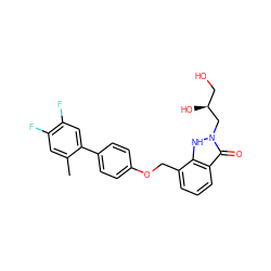 Cc1cc(F)c(F)cc1-c1ccc(OCc2cccc3c(=O)n(C[C@@H](O)CO)[nH]c23)cc1 ZINC000096269813