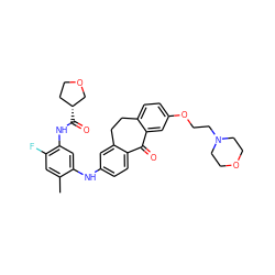 Cc1cc(F)c(NC(=O)[C@@H]2CCOC2)cc1Nc1ccc2c(c1)CCc1ccc(OCCN3CCOCC3)cc1C2=O ZINC000095596433