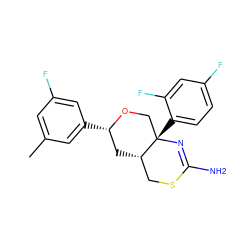 Cc1cc(F)cc([C@H]2C[C@H]3CSC(N)=N[C@@]3(c3ccc(F)cc3F)CO2)c1 ZINC000221064537