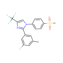 Cc1cc(F)cc(-c2nc(C(F)(F)F)cn2-c2ccc(S(C)(=O)=O)cc2)c1 ZINC000013762138