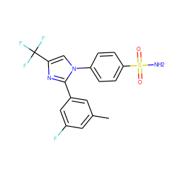 Cc1cc(F)cc(-c2nc(C(F)(F)F)cn2-c2ccc(S(N)(=O)=O)cc2)c1 ZINC000013762148