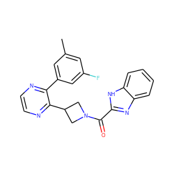 Cc1cc(F)cc(-c2nccnc2C2CN(C(=O)c3nc4ccccc4[nH]3)C2)c1 ZINC000139360421