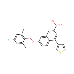 Cc1cc(F)cc(C)c1COc1ccc2c(-c3ccsc3)cc(C(=O)O)cc2c1 ZINC000071296659