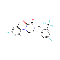 Cc1cc(F)cc(C)c1N1CCN(Cc2ccc(F)cc2C(F)(F)F)C(=O)C1=O ZINC000068247215