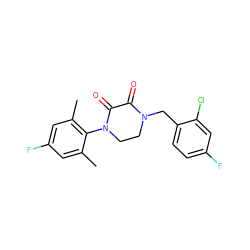 Cc1cc(F)cc(C)c1N1CCN(Cc2ccc(F)cc2Cl)C(=O)C1=O ZINC000095565598