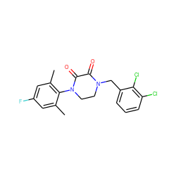 Cc1cc(F)cc(C)c1N1CCN(Cc2cccc(Cl)c2Cl)C(=O)C1=O ZINC000095565847