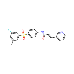 Cc1cc(F)cc(S(=O)(=O)c2ccc(NC(=O)/C=C/c3cccnc3)cc2)c1 ZINC000142582257