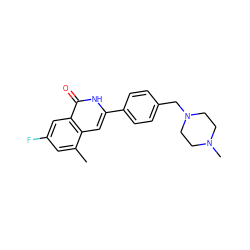 Cc1cc(F)cc2c(=O)[nH]c(-c3ccc(CN4CCN(C)CC4)cc3)cc12 ZINC000204953703